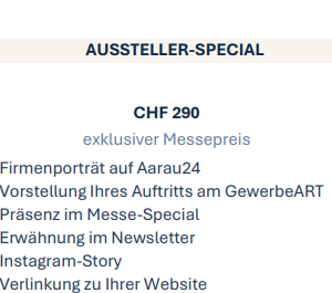 AUSSTELLER-SPECIAL GewerbeART Küttigen