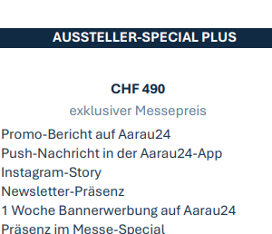 AUSSTELLER-SPECIAL PLUS GewerbeART Küttigen